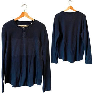 Original Penguin by Munsingwear Men's XL Long Sleeve Waffle Henley Shirt Navy